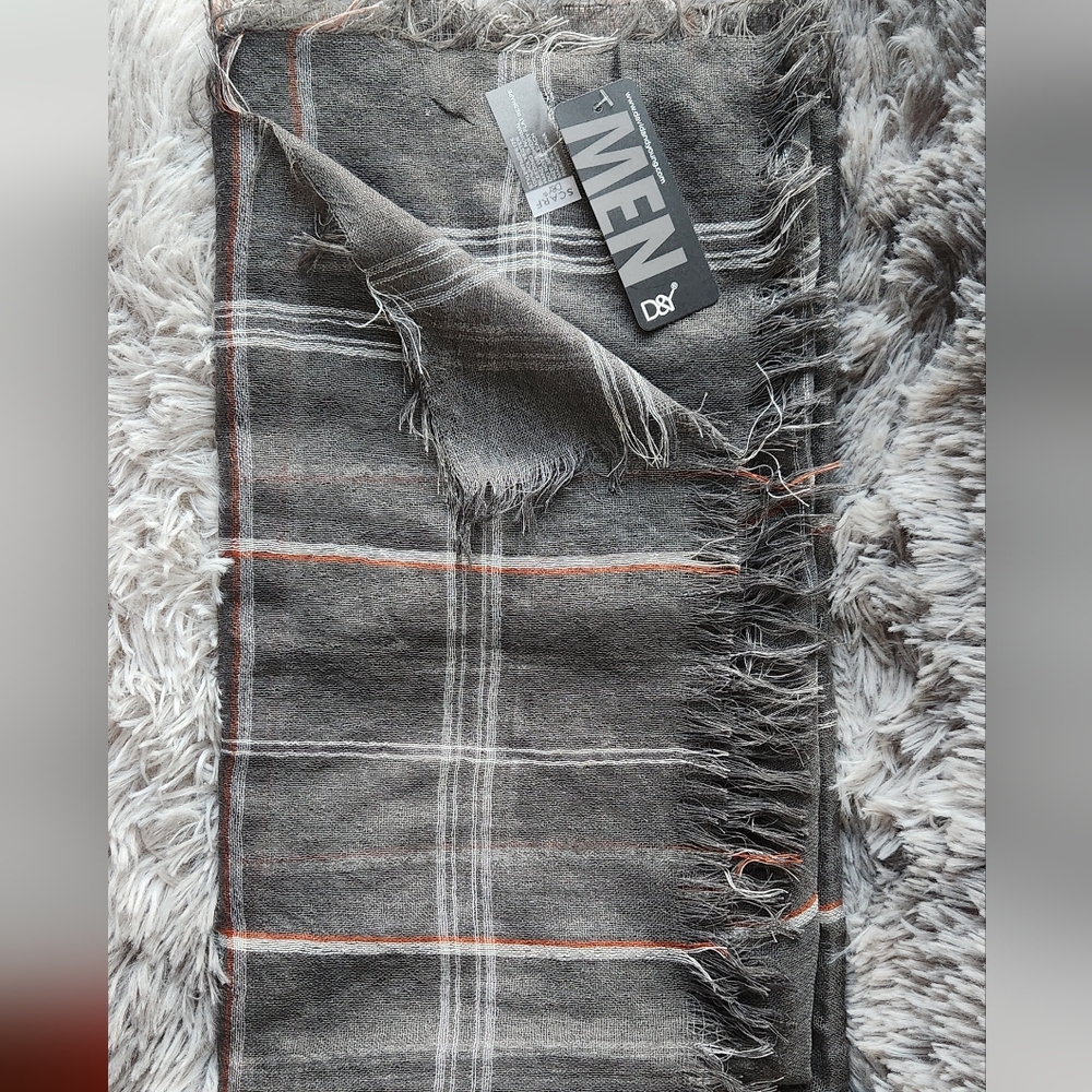 Gray and Orange Striped Lightweight Scarf